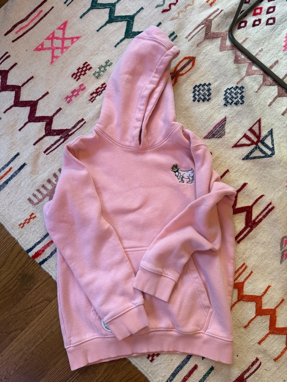 GOAT USA Pink Hoodie with Embroidered Goat Motif